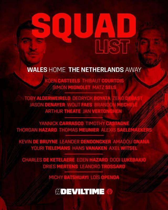 世俱杯买球网站-比利时队30人大名单：丁丁领衔，德凯特拉雷在列